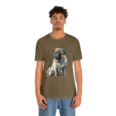 Loving Pug in Watercolor - Short Sleeve Tee